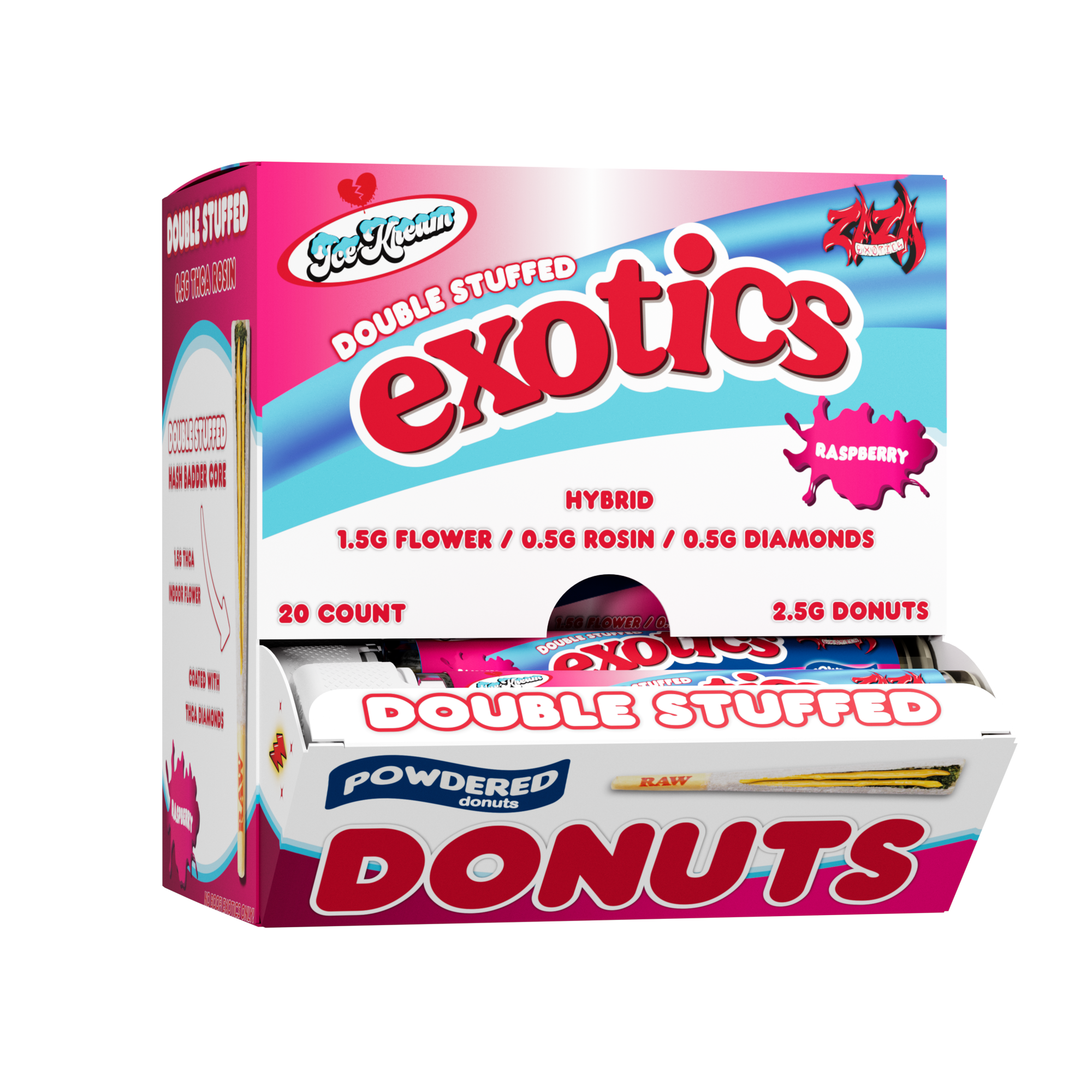 EXOTICS RASPBERRY POWDERED DONUT