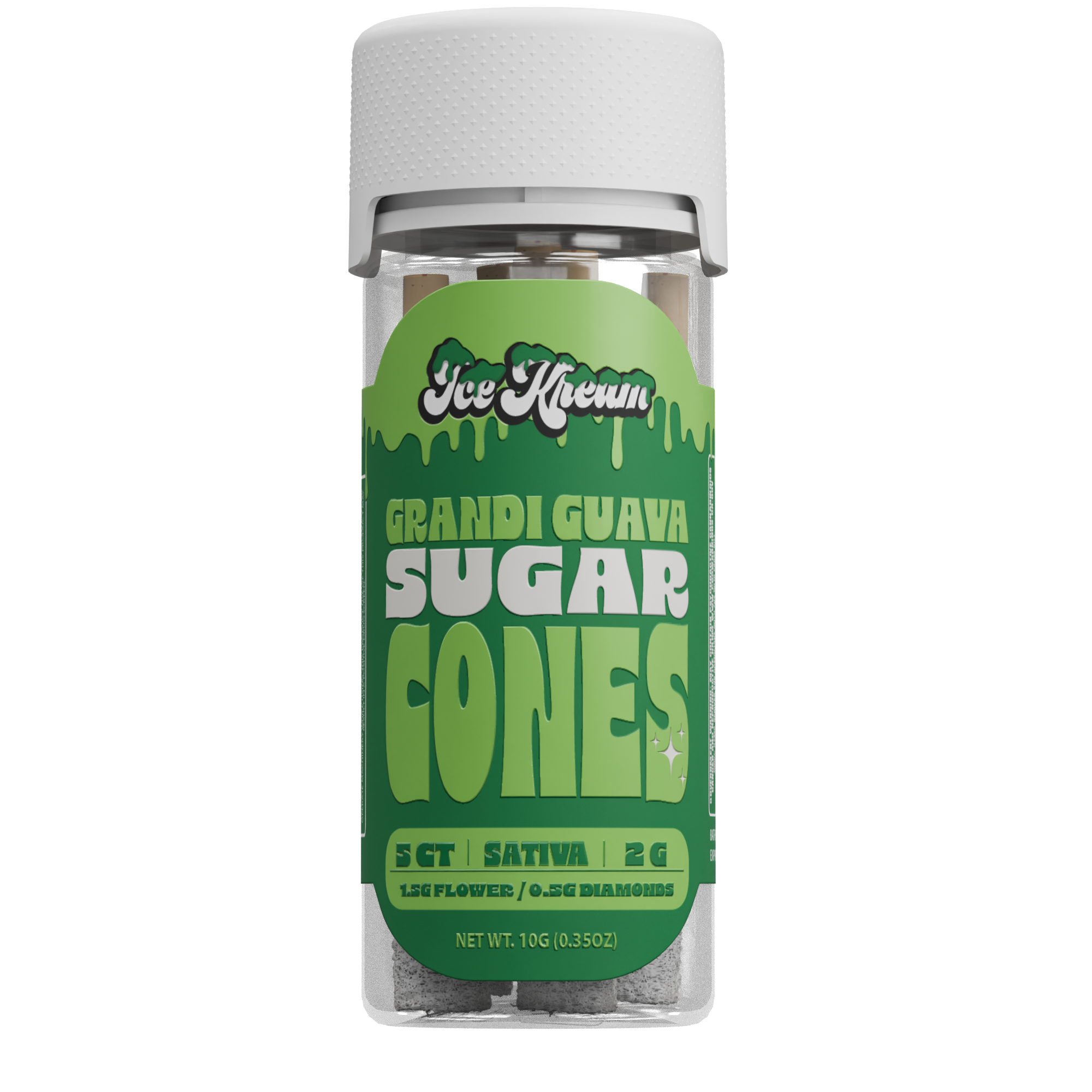 Ice Kream Sugar Cone 5 count pack of Grandi Guava strain with branded packaging
