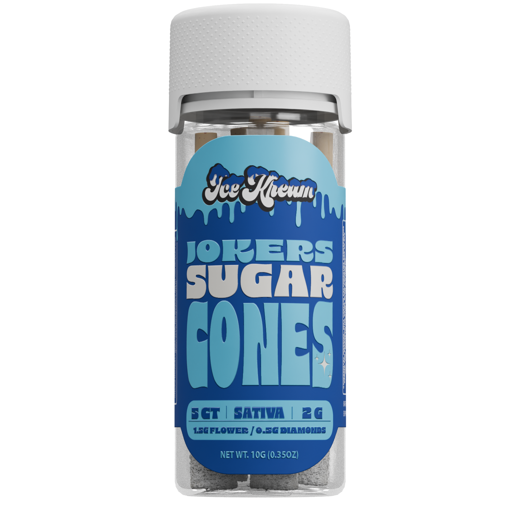 Ice Kream Sugar Cone 5 count pack of Jokers strain with branded packaging