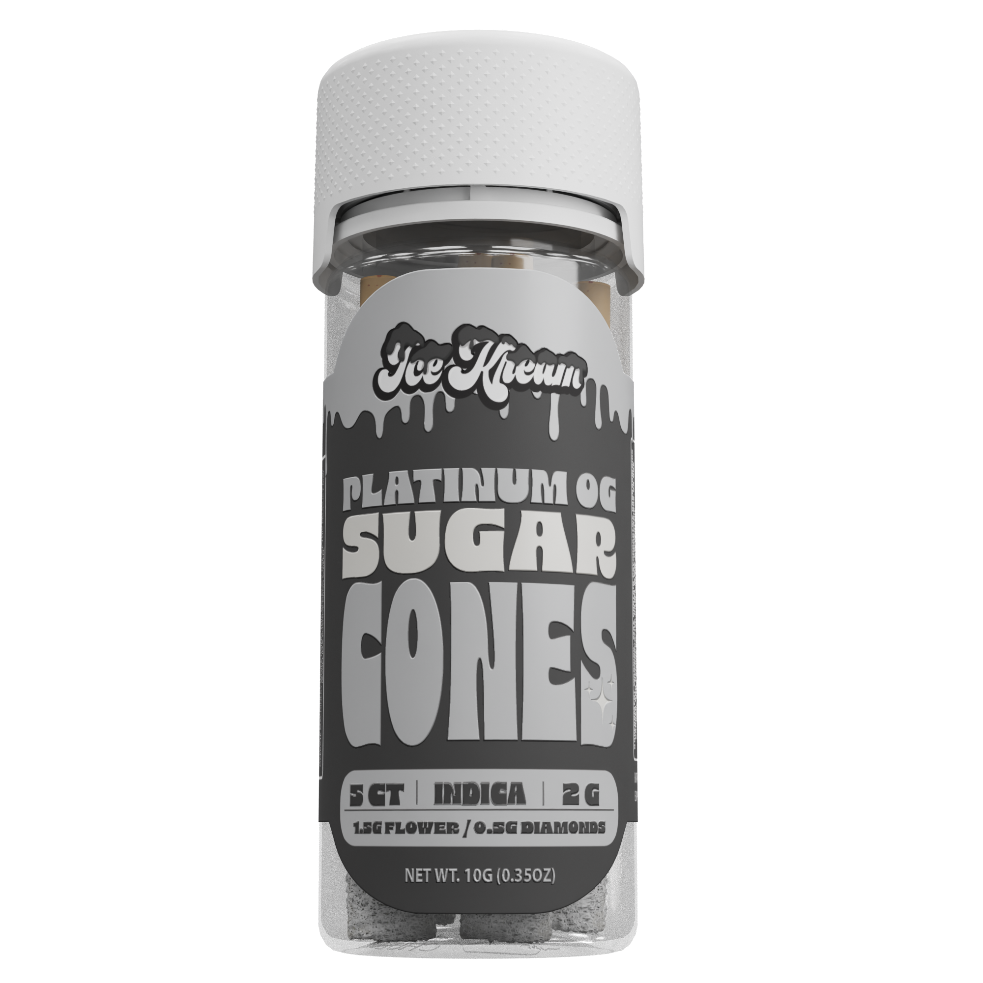 Ice Kream Sugar Cone 5 count pack of Platinum OG strain with branded packaging