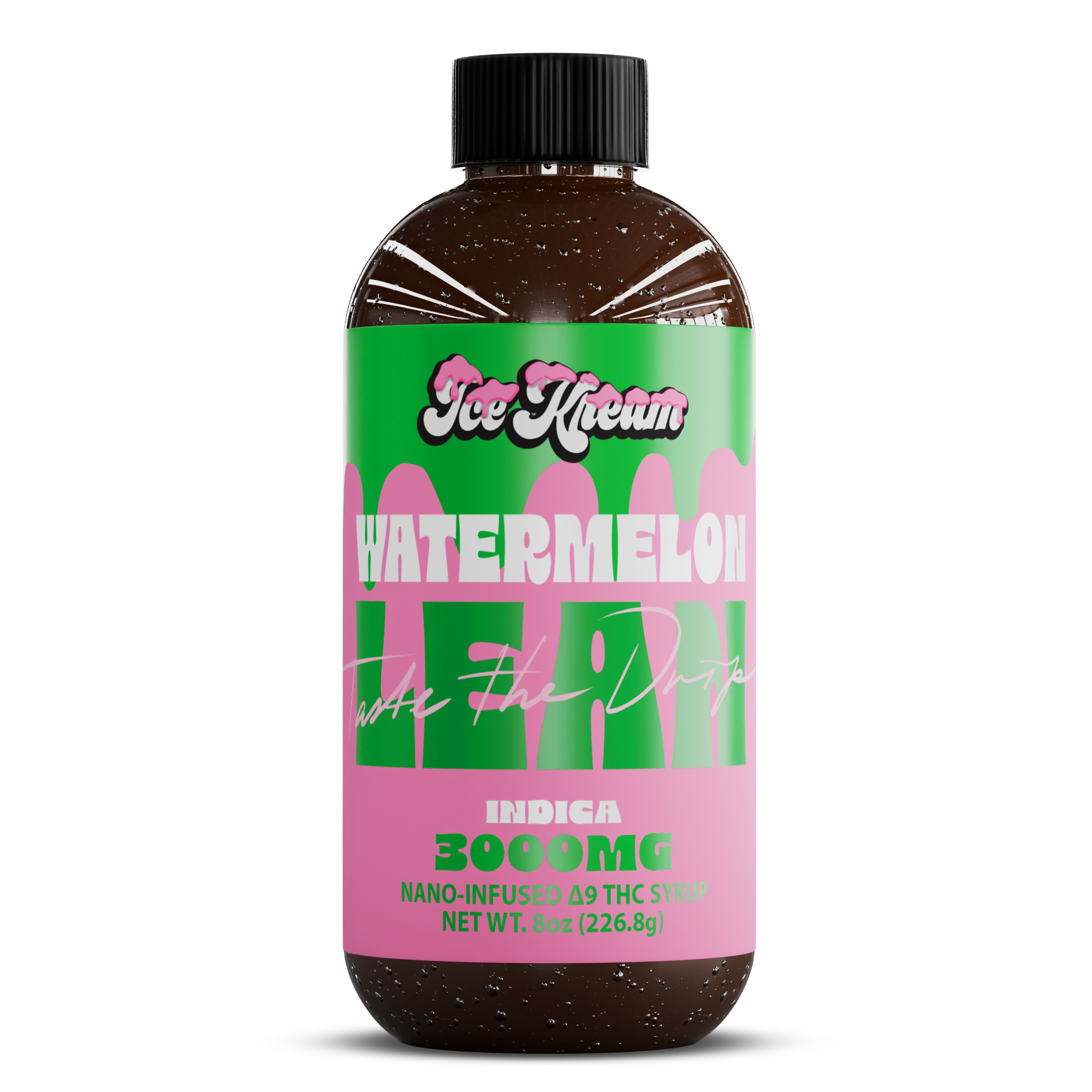 Ice Kream Watermelon Lean – cannabis-infused watermelon flavored syrup in a branded bottle.